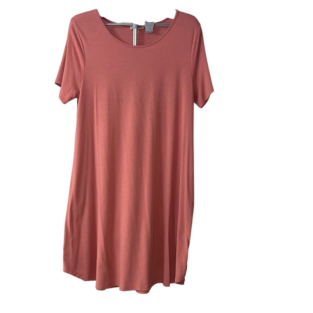 Zenana Premium T-Shirt Dress XL Dusty Rose Pink Short Sleeve Swing RS-9943P